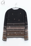SWAYING 25 Early Spring V-neck snowflake jacquard pullover / straight pants SW-SW25PS1T13-HEI Black top SW25PS1T13 SW25PS3B11